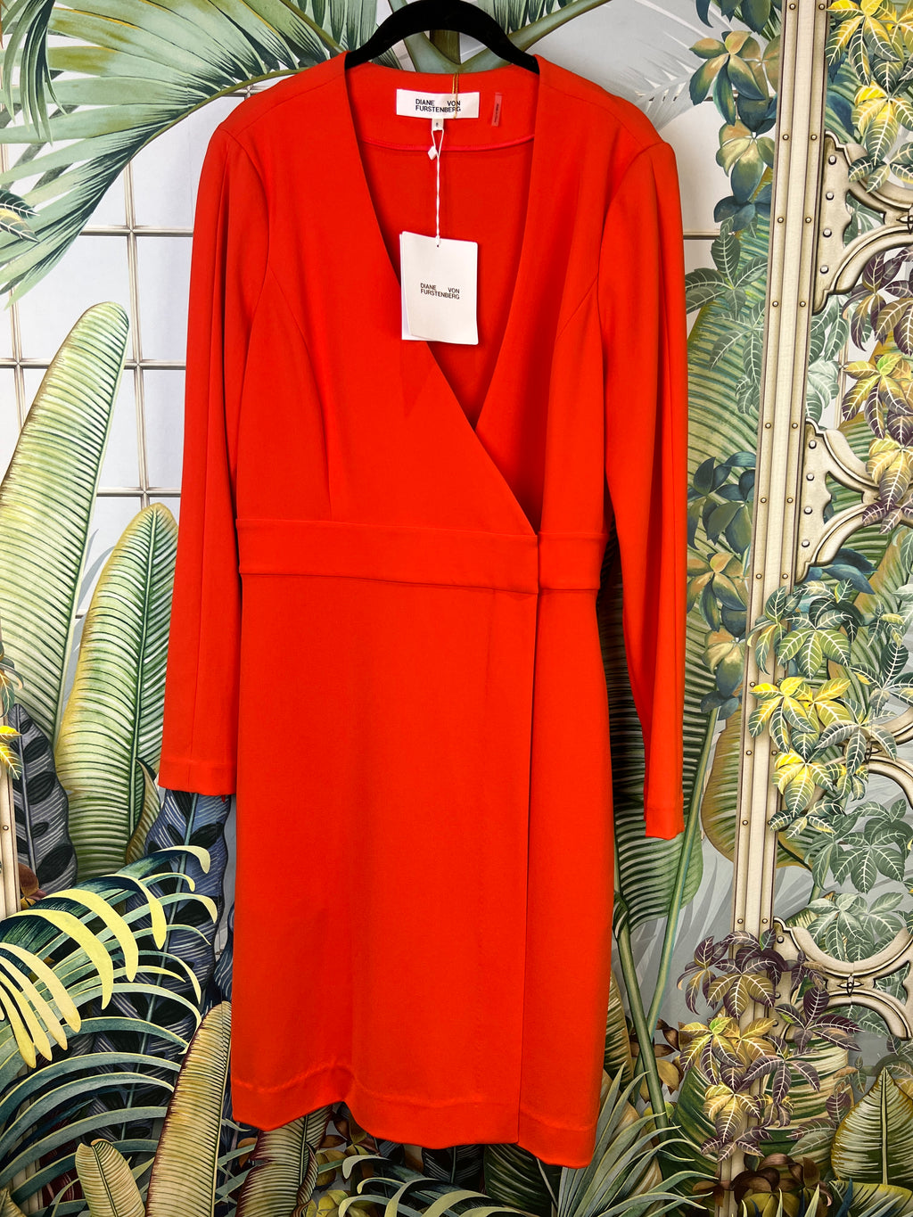 Diane Von Furstenberg Dress, store size medium Burnt Orange and Navy Blue