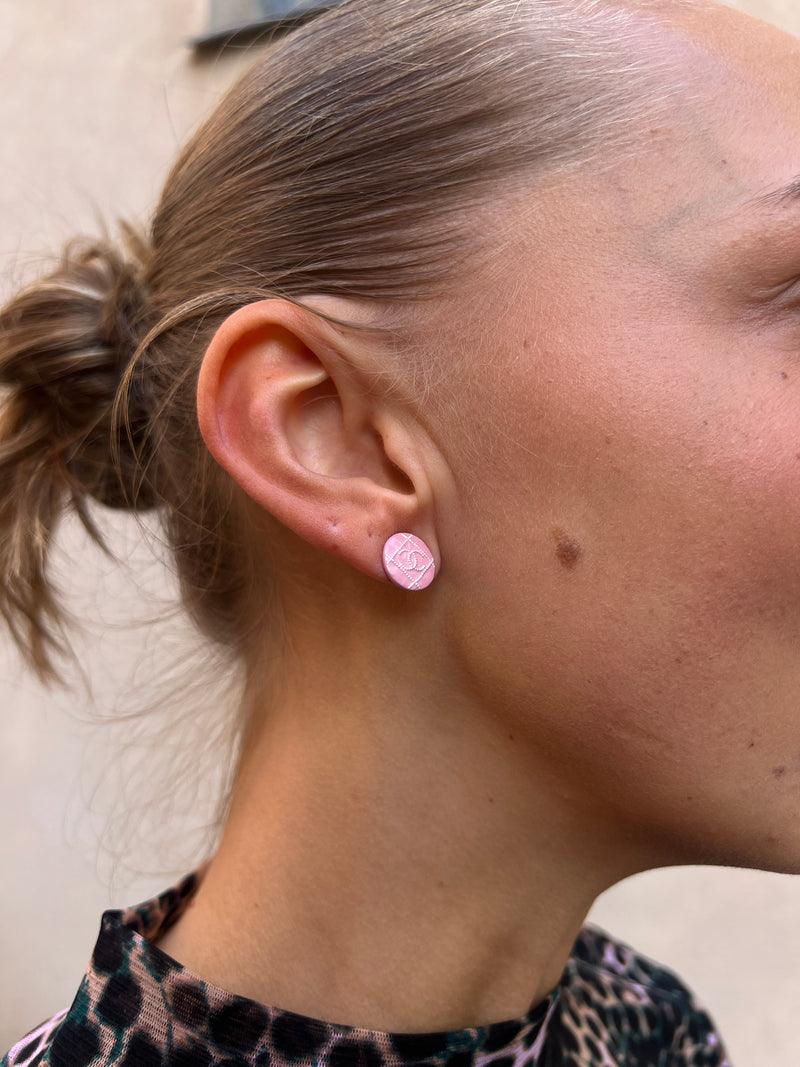 Chanel pink round earrings