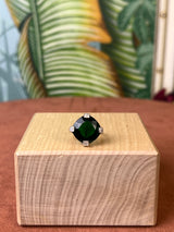 Cocktail ring with glass and rhinestones