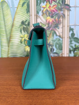 Hermés Kelly pochette vert verone swift gold plated