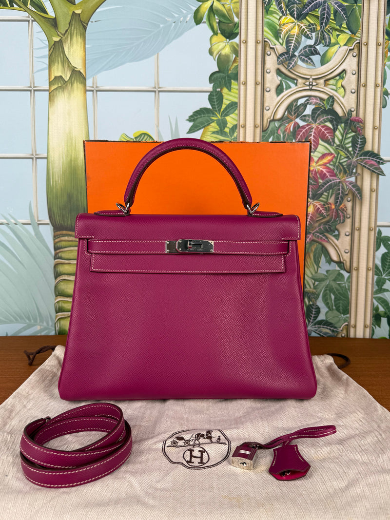 Hermès Kelly 32 Epsom Leather Retourne Tosca Candy with Palladium Hardware