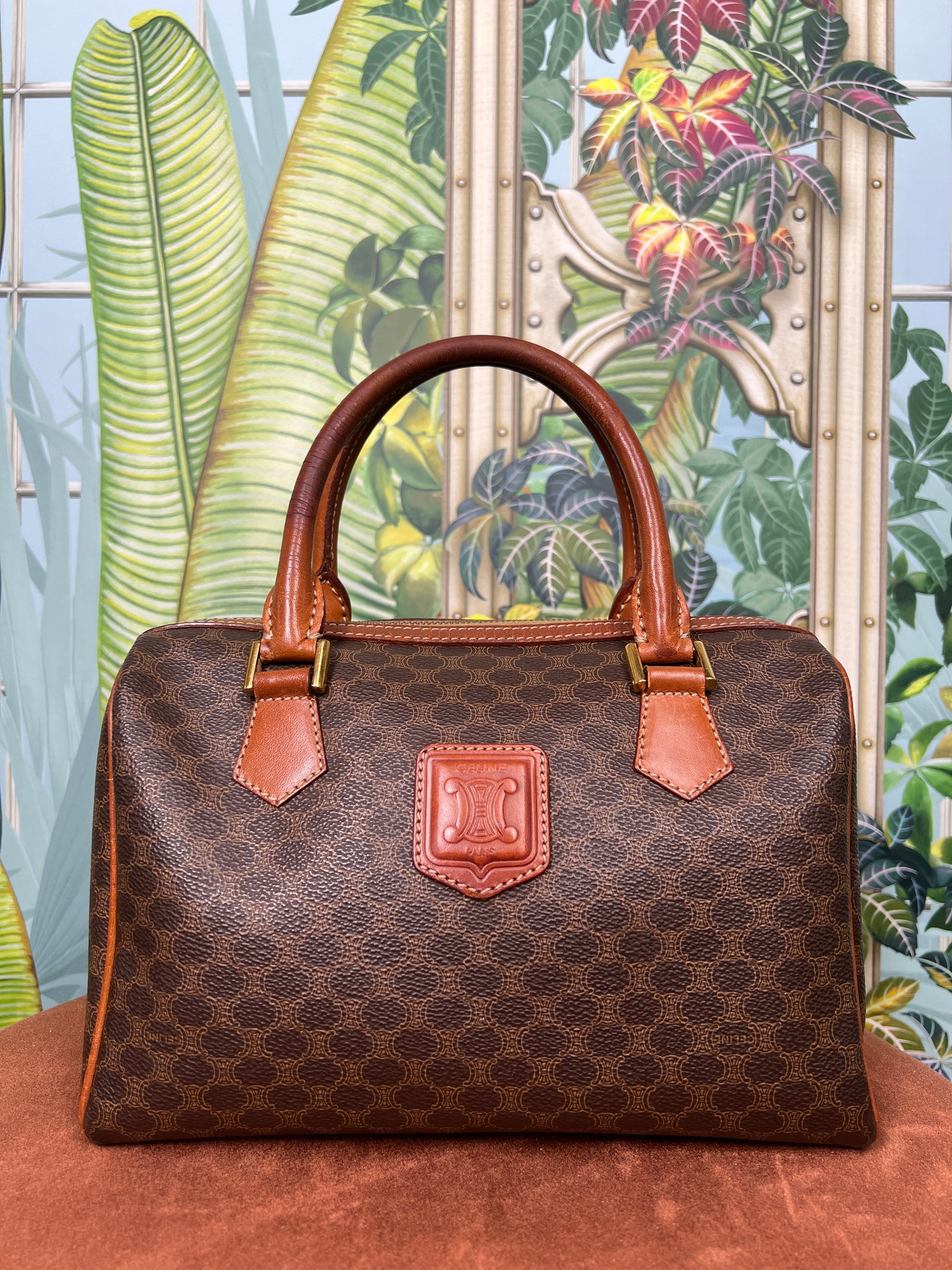 Boston Bag Celine Macadam Pouch Celine Macadam Brown Canvas Boston