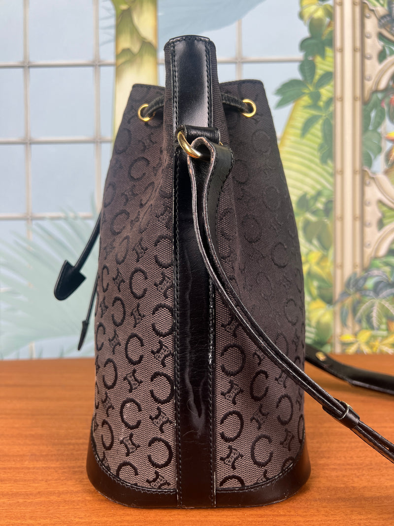 Celine vintage  triumph black bucket bag