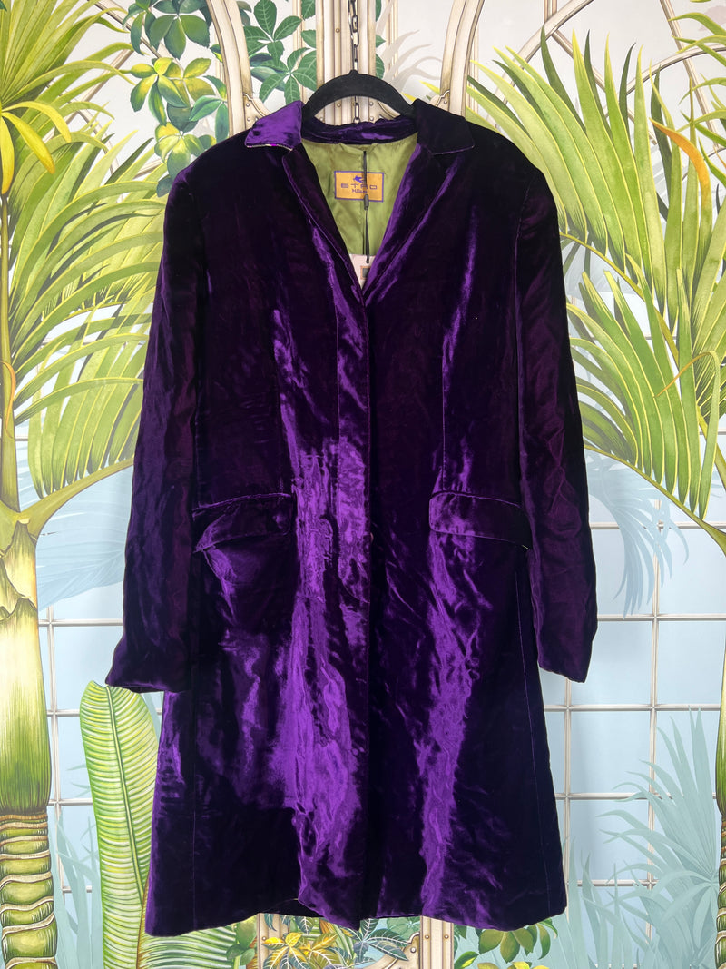 Etro Milano long velvet jacket purple