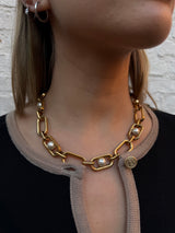 Louis Vuitton My Lv Chain pearls necklace