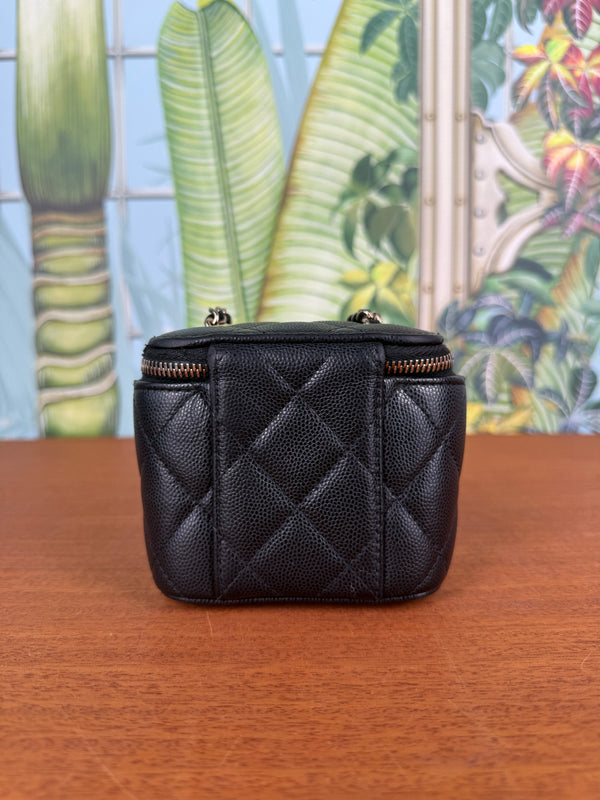 Chanel classic small vanity bag black caviar leather