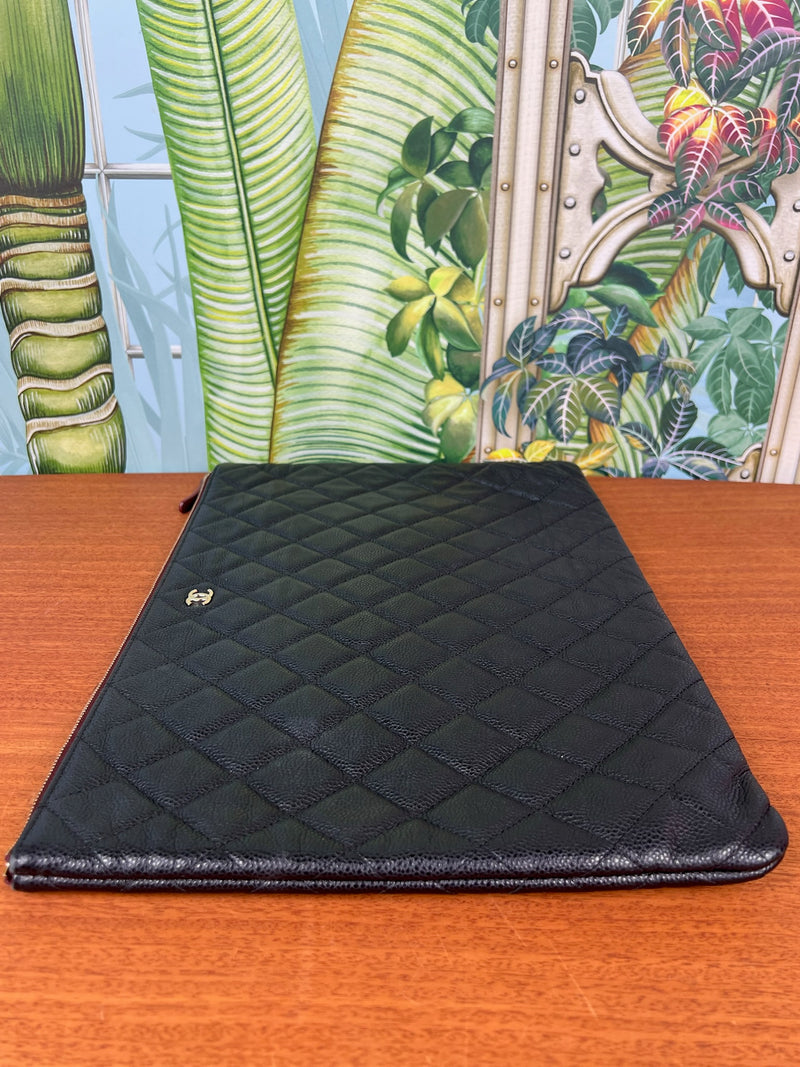 Chanel timeless clutch black caviar leather