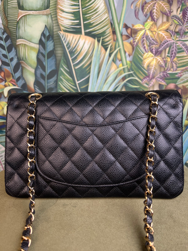 Chanel classic double flap bag small caviar leather