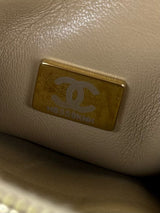 Chanel Quilted Caviar Medium Coco Handle Flap Beige Gold Hardware