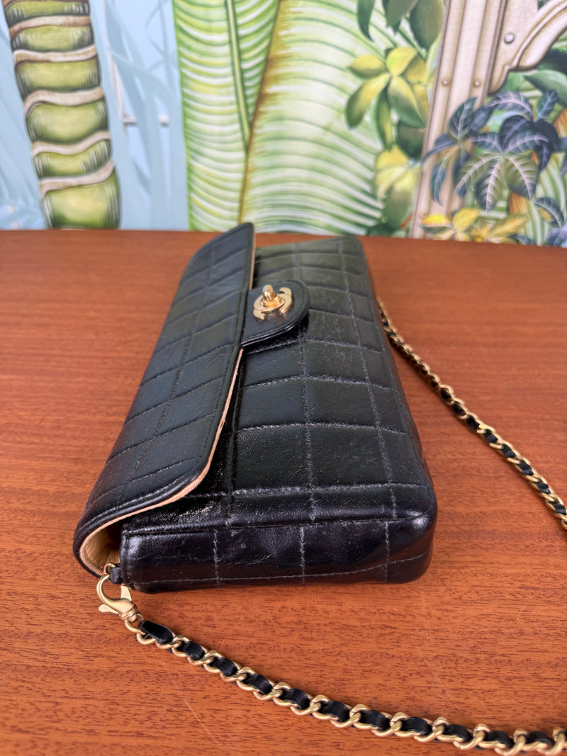 Chanel East West Chocolate bar flap bag black