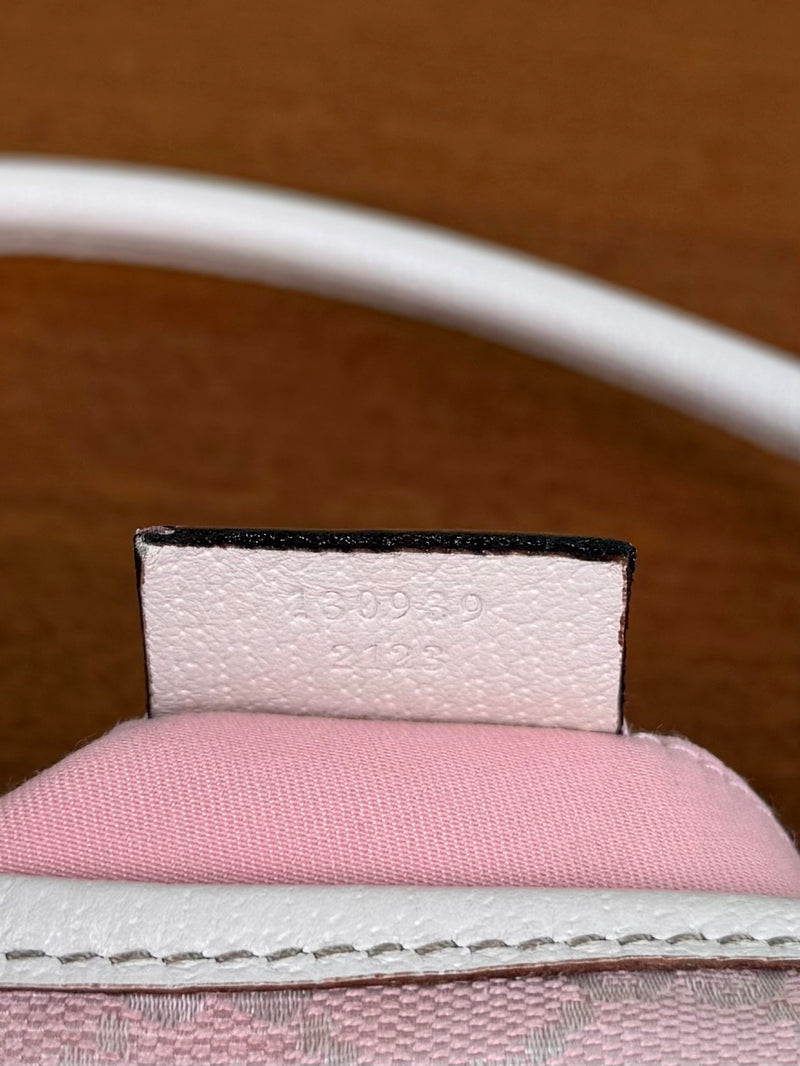 Gucci pink GG canvas Abby D ring baguette bag