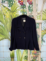 Chanel tweed set dark blue Fall 1996 fall collection