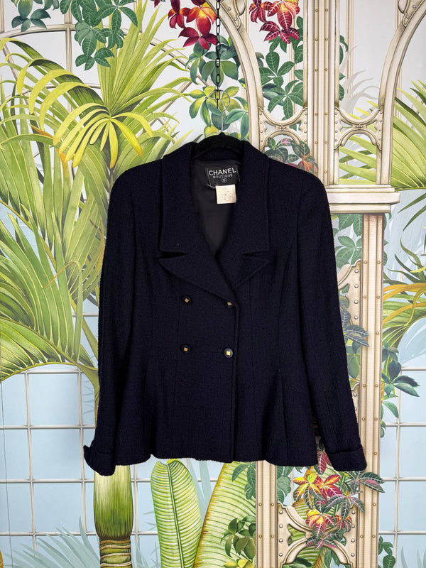 Chanel tweed set dark blue Fall 1996 fall collection