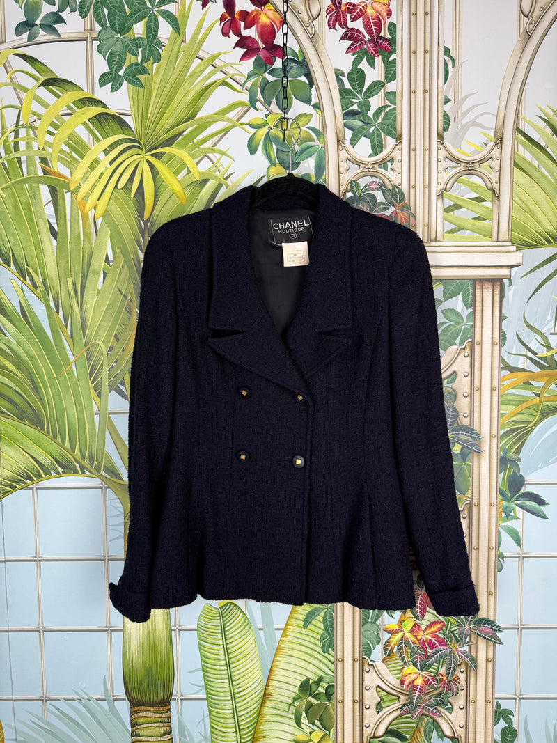 Chanel tweed set dark blue Fall 1996 fall collection