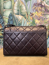 Chanel flap matelasse brown with black hardware rare find