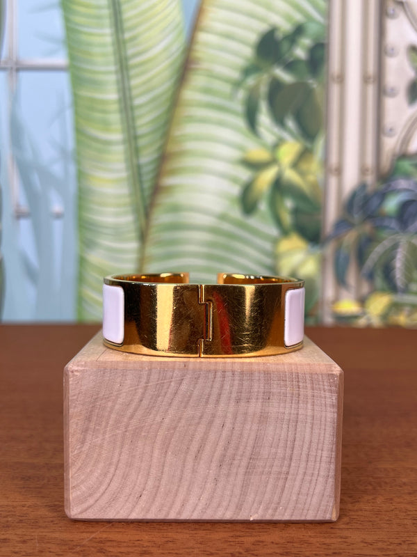 Hermès Clic Clac H Bracelet white/gold PM