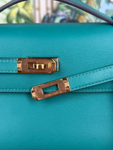 Hermés Kelly pochette vert verone swift gold plated