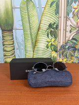 Chanel round Sunglasses blue denim