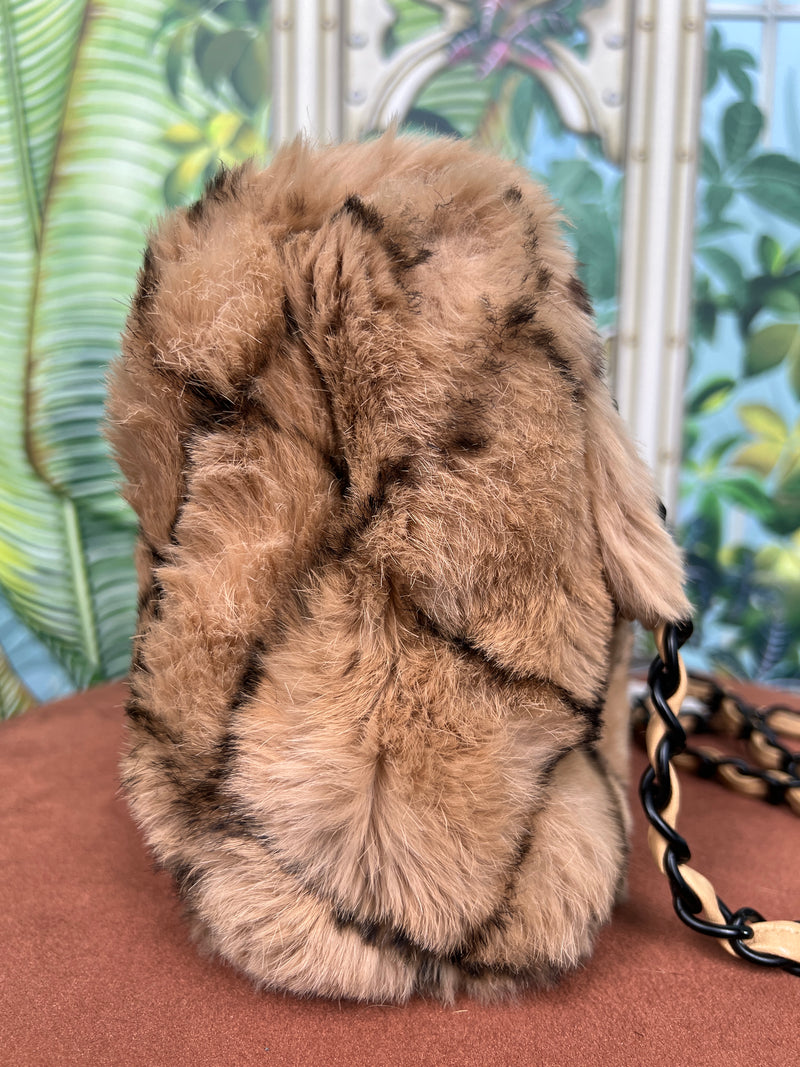 Chanel flap bag matelassé rabbit fur