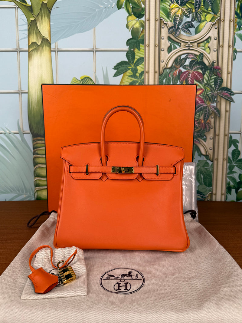 Hermès Birkin 25 retourne swift Leather Orange gold hardware