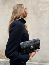 Chanel East West Chocolate bar flap bag black