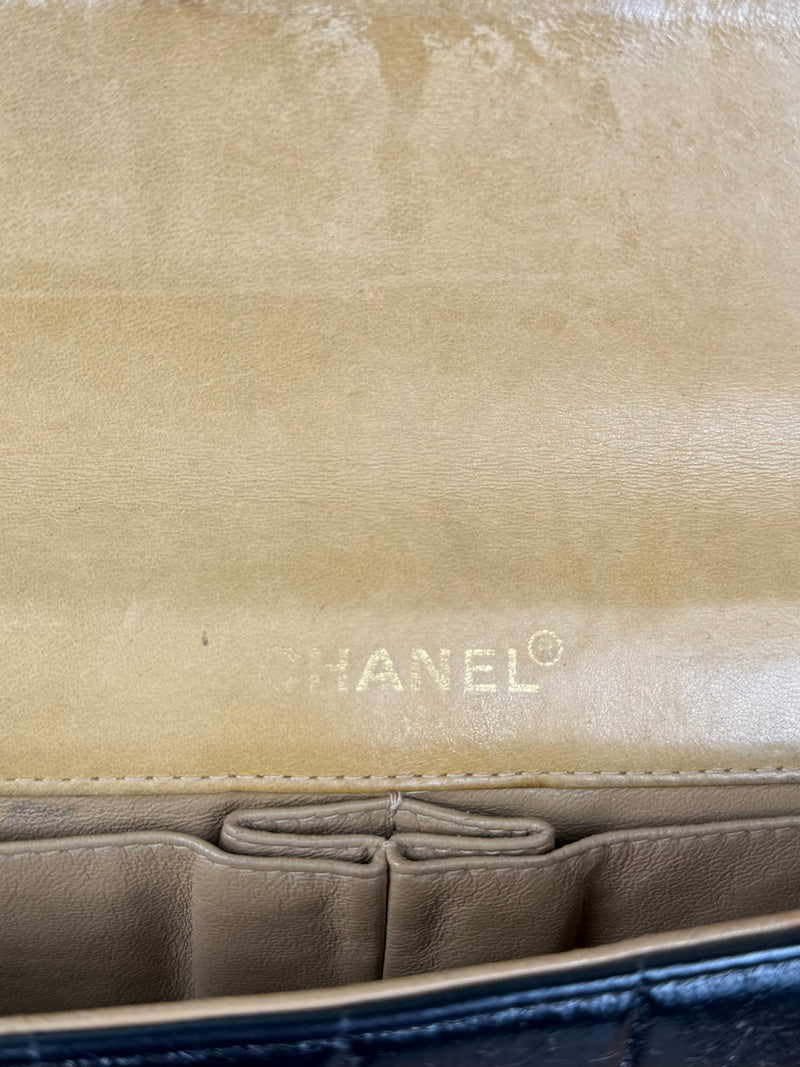Chanel East West Chocolate bar flap bag black