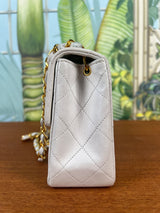Chanel mini classic single flap bag white