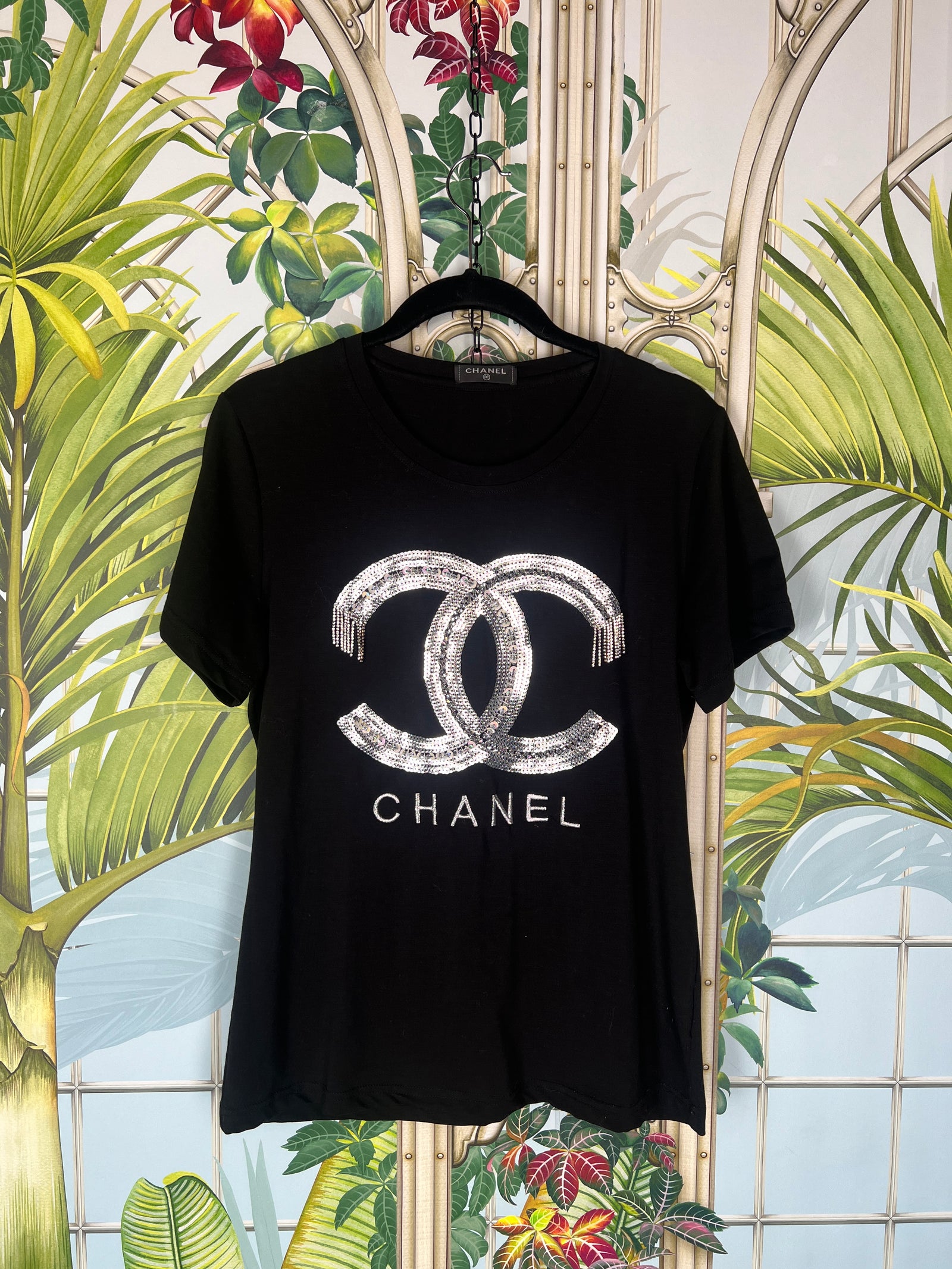 【CHANEL】 刺繍のCCマークがエレガント♪ ストレッチTシャツ 黒 3B5F31E4-93E8-4C11-BF1F-