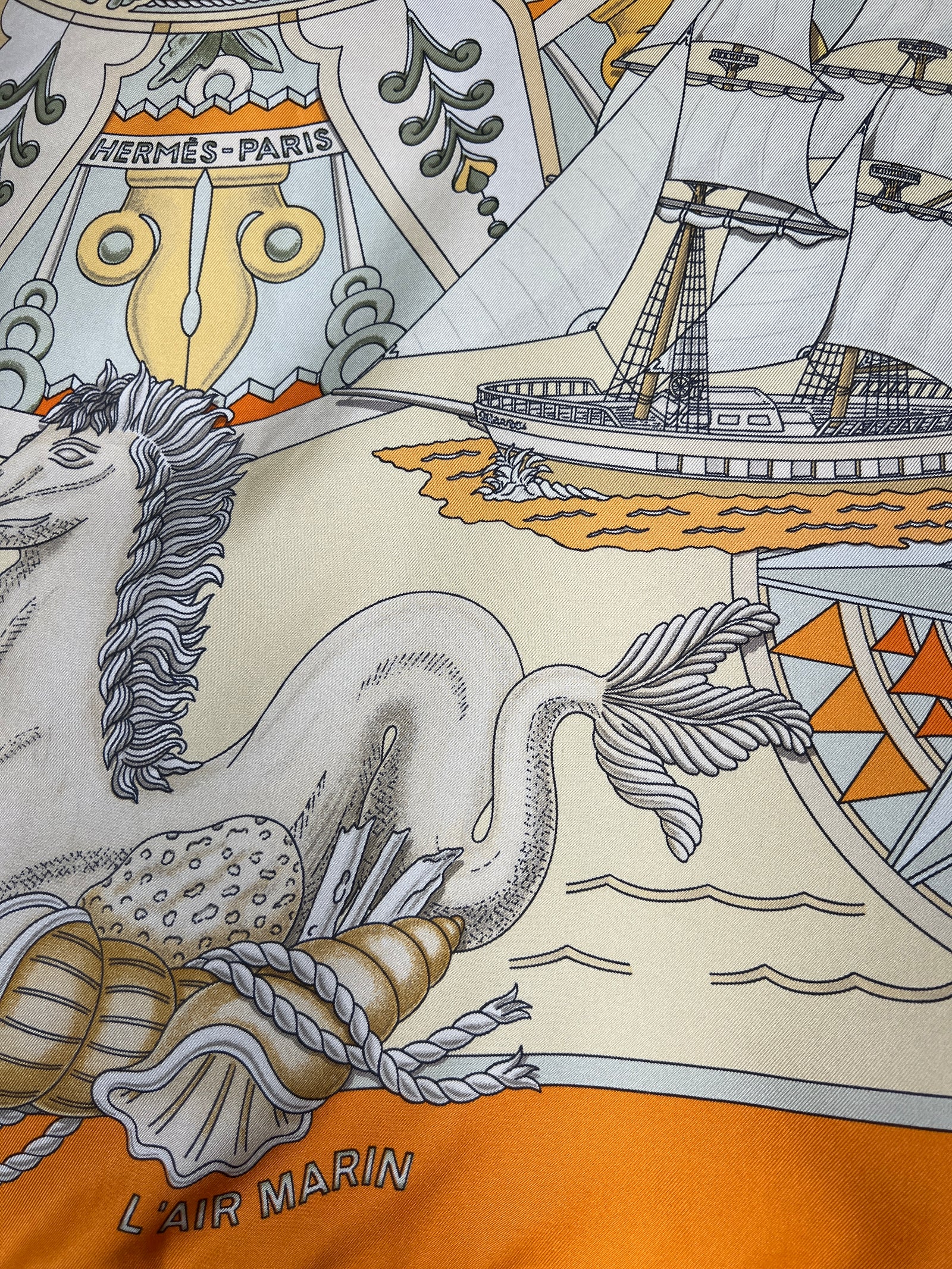 Hermés silk scarf lair marin orange – A Piece Lux