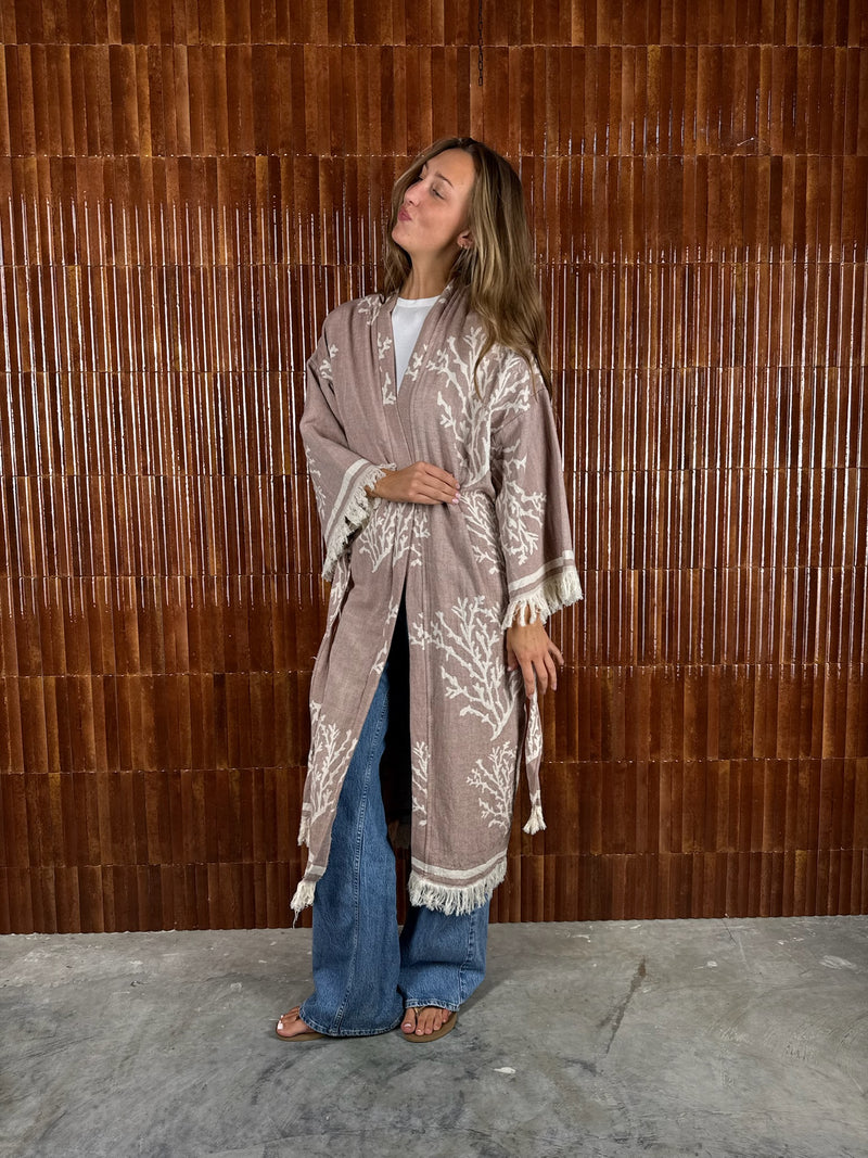 Amca cotton kaftan corallium reef