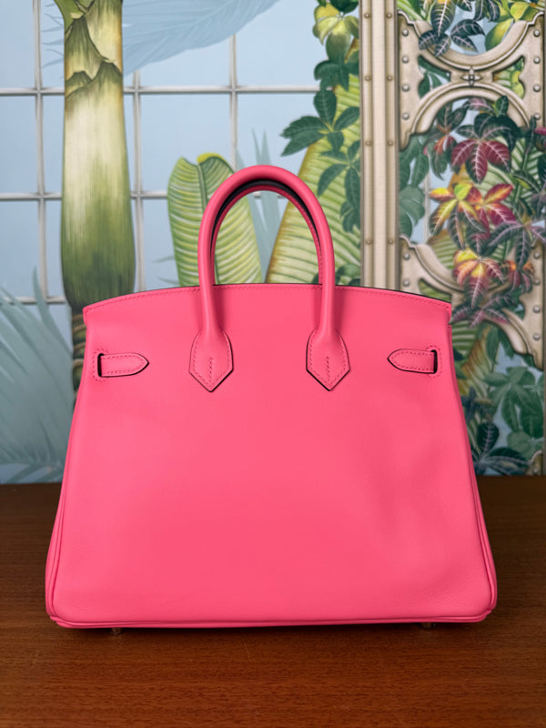 Hermès Birkin 25 retourne rose azalee swift leather palladium hardware