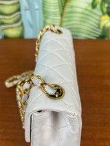 Chanel mini classic single flap bag white