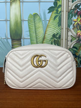 Gucci marmont small off white camera bag