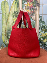 Hermés picotin leather bag red pm