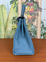 Hermès Kelly 25 retourne blue jean, togo, palladium hardware