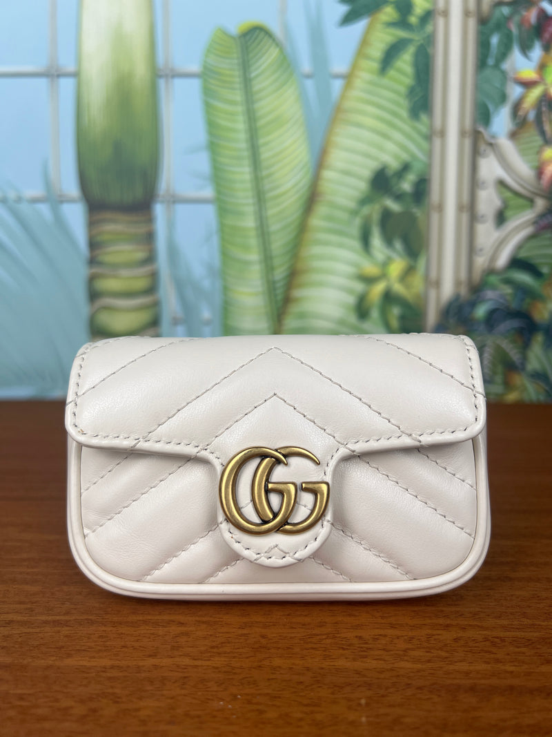 Gucci marmont cardholder/lipstick bag off white