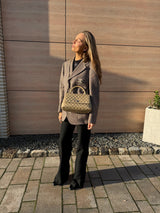 Chanel Quilted Caviar Medium Coco Handle Flap Beige Gold Hardware