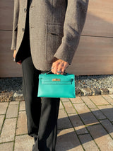 Hermés Kelly pochette vert verone swift gold plated