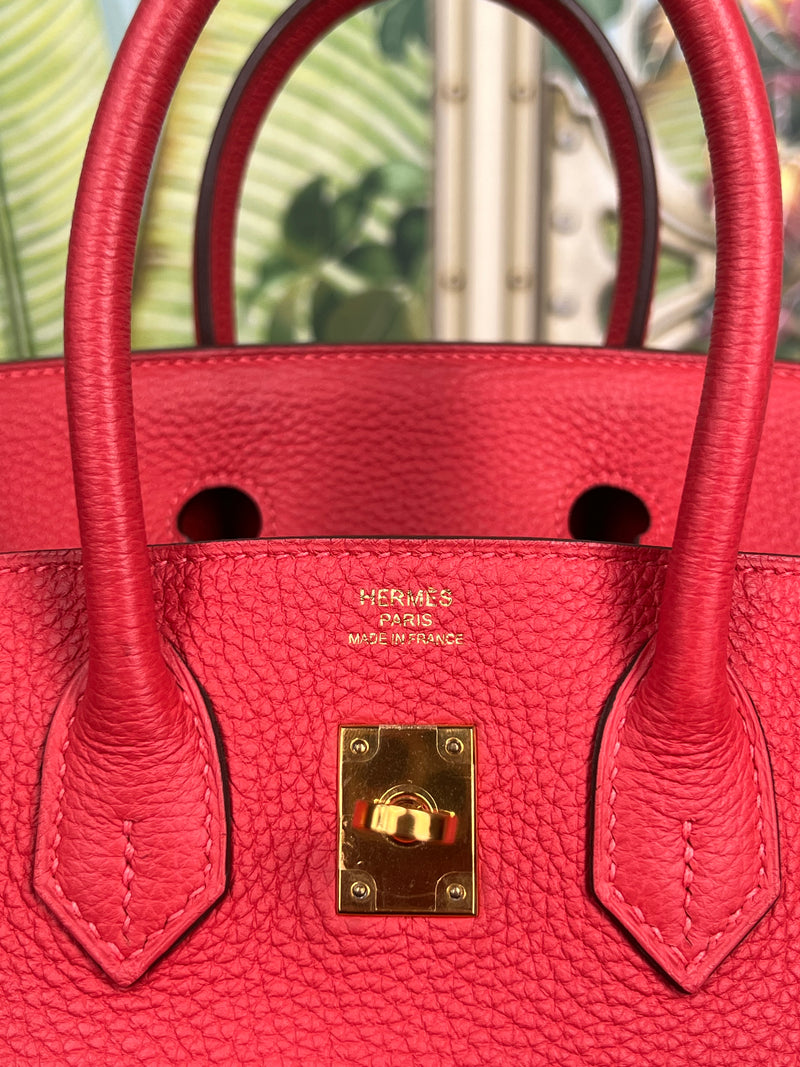 Hermès Birkin 25 retourne rouge Pivoine togo leather gold hardware
