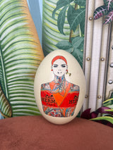 Hand painted ostrich egg XS Hermeline orange