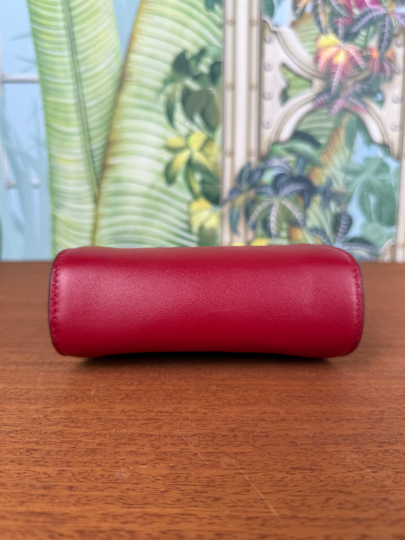 Fendi scarlet sage red mini peekaboo top handle bag