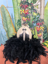 Hand painted ostrich egg Coco Black