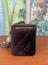 Chanel Vanity case limited edition bag pearl crush brown velvet