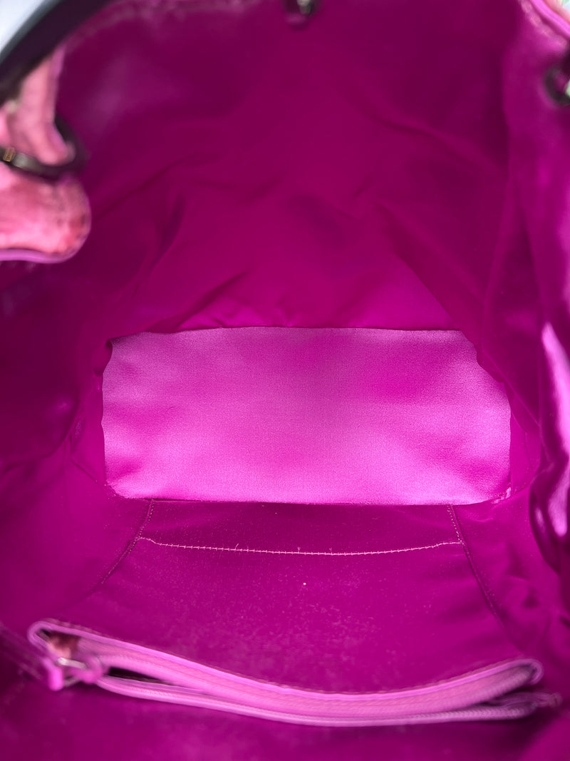 Gucci pink velvet ring handle bucket bag