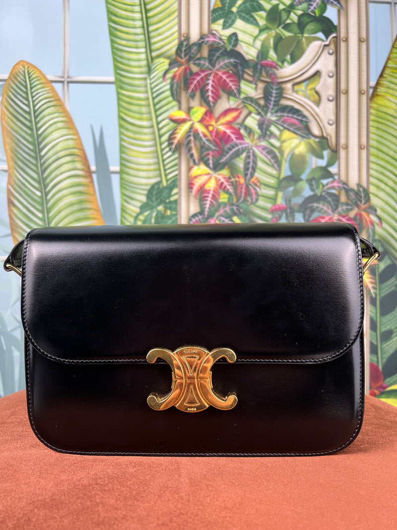 Celine shiny calfskin classic Triomphe bag – A Piece Lux