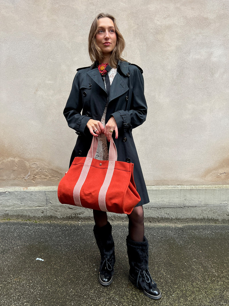 Hermès cannes orange cloth bag MM