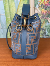 Fendi mon tresor mini bucket bag blue