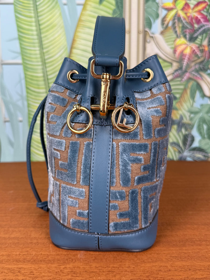 Fendi mon tresor mini bucket bag blue