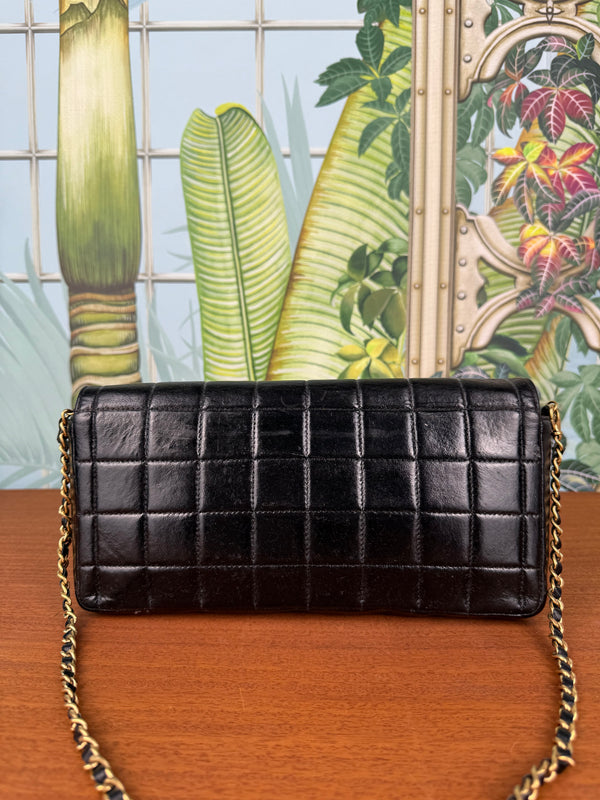 Chanel East West Chocolate bar flap bag black