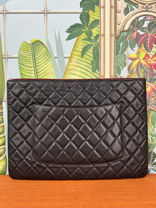Chanel timeless clutch black caviar leather